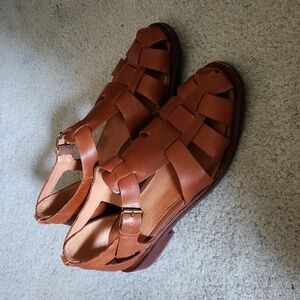 Madewell leather fishermens sandal tan sz 9